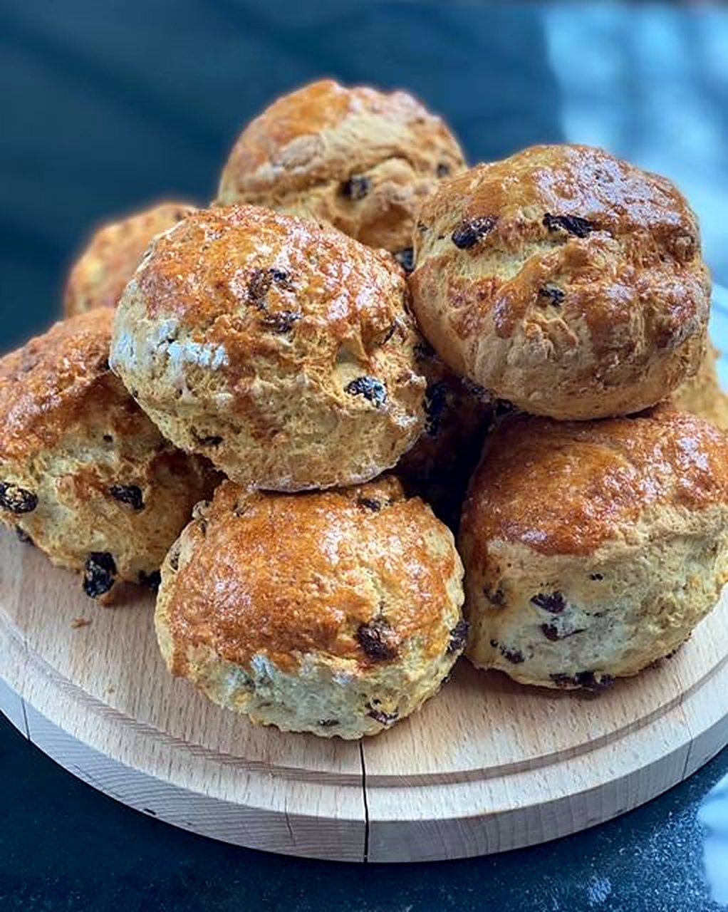 A plate of home-made fruit scones